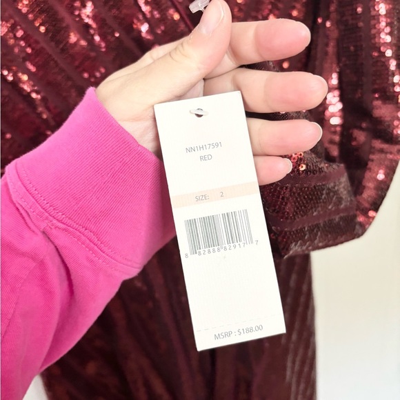 Nanette Lapore red long sleeve sequins holiday mini dress size 2 new - Picture 4 of 6